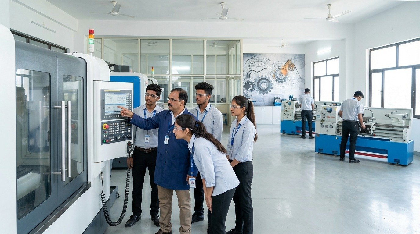 Indian Students Learning Machine Tools